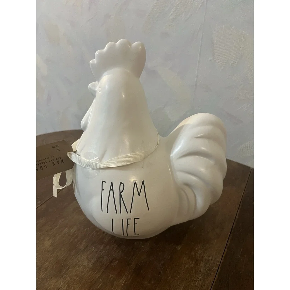 Rae Dunn FARM LIFE Rooster‎ Figure Canister Cookie Jar Rustic Kitchen SEALED NEW